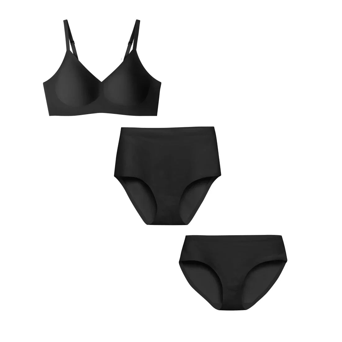 Black Relief Bra Essentials Set