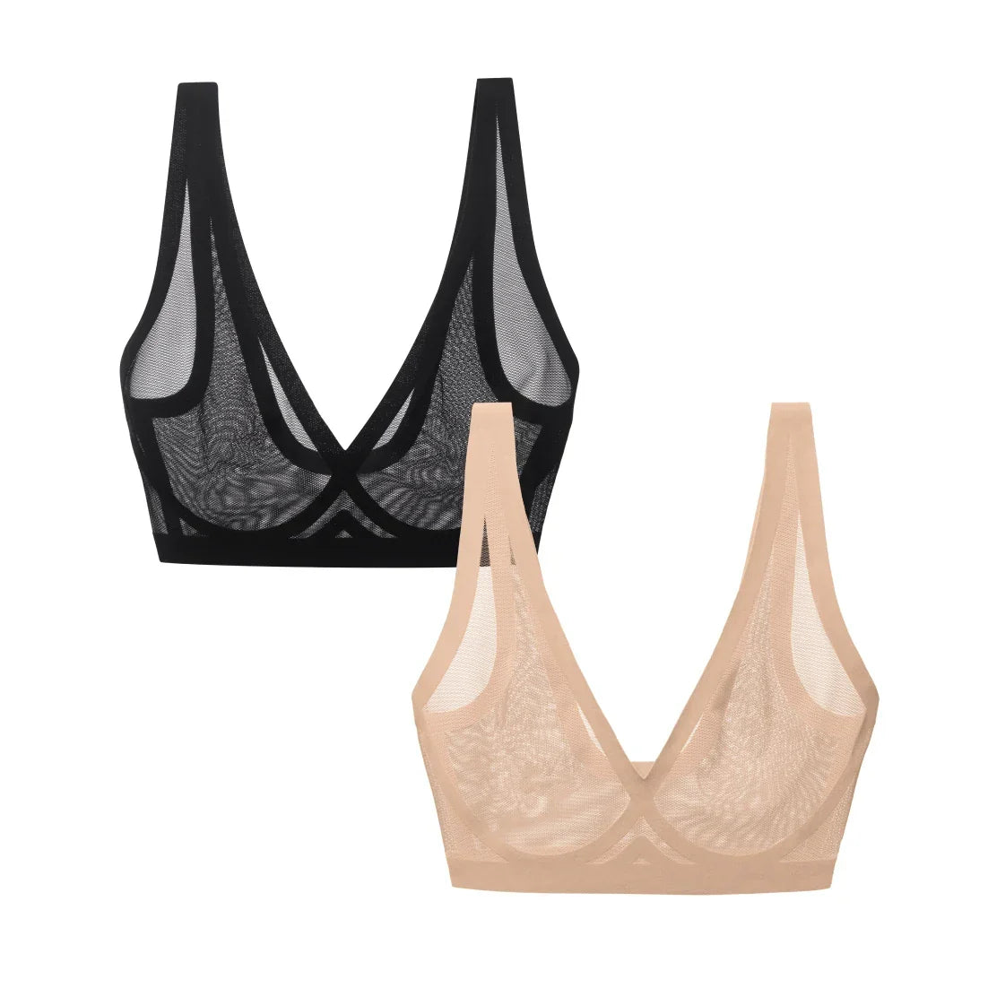 Champagne and Black Sheer Bralette Bundle