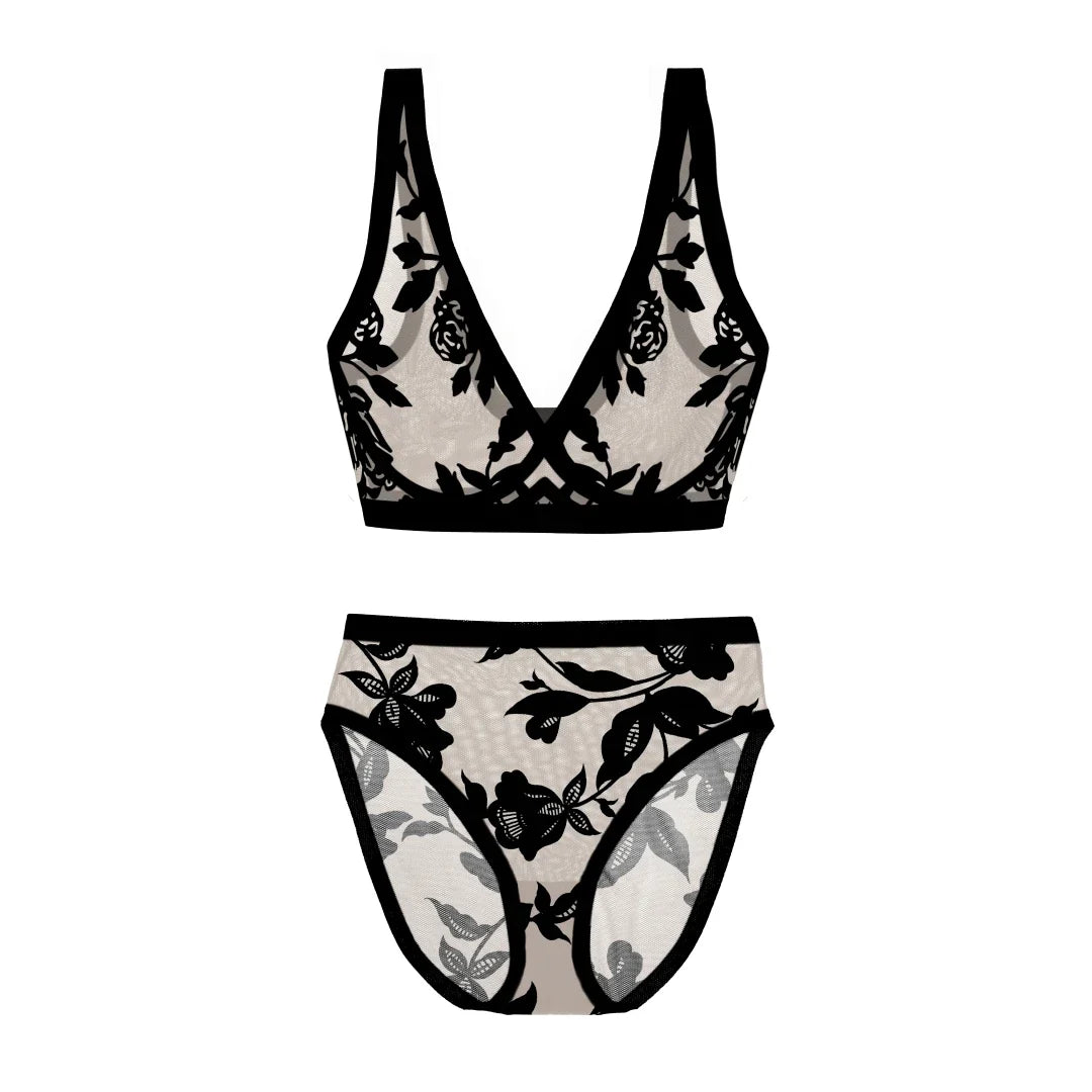Madam Noir Sheer Bralette and High-Cut Set