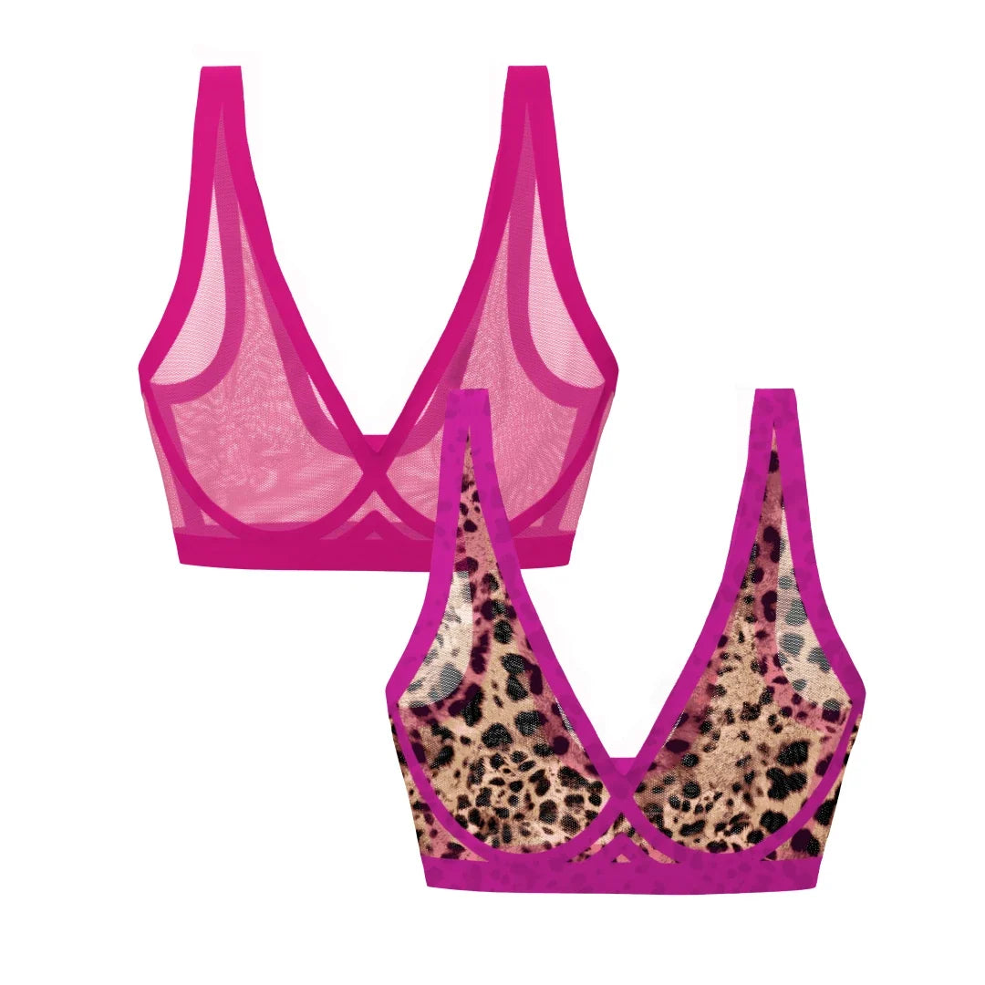 Neon Viper and Material Girl Sheer Bralette Bundle