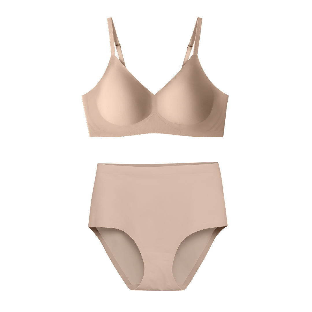 Nude Relief Bra and High-Waisted Set