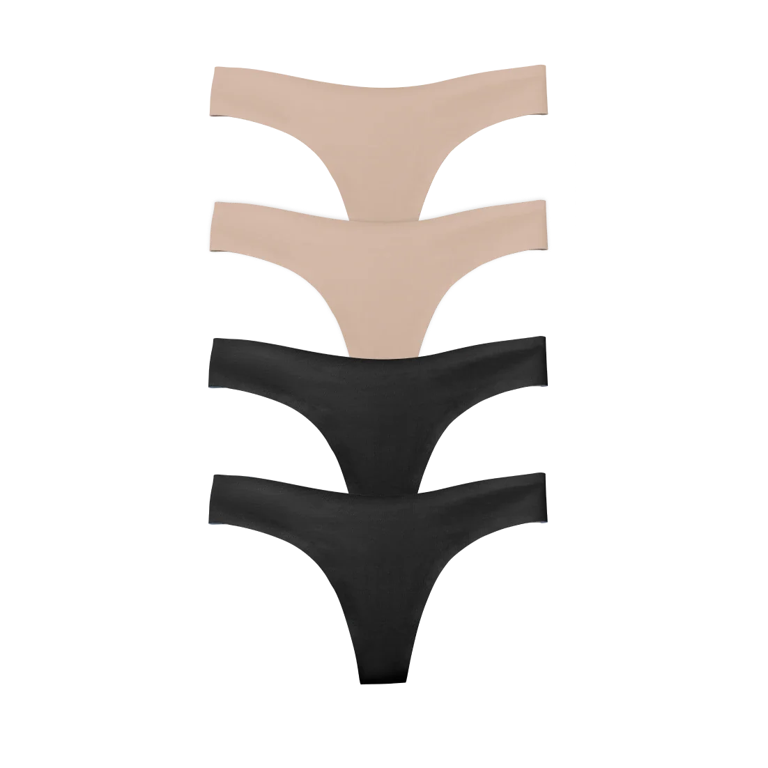 Nude and Black Thong 4-Pack
