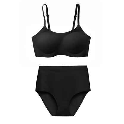 Black Support Bralette and High-Waisted Set