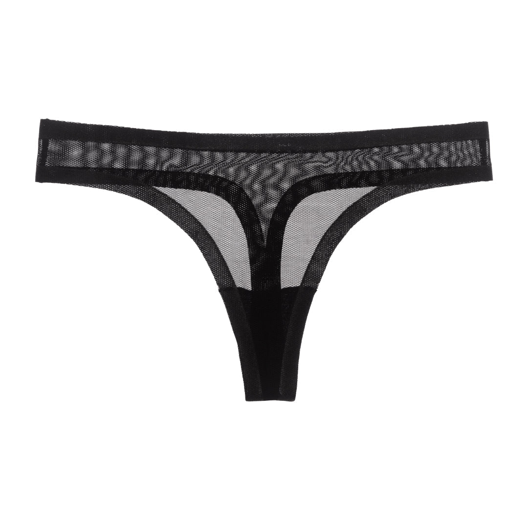 Black Mesh Thong