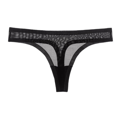 Black Mesh Thong