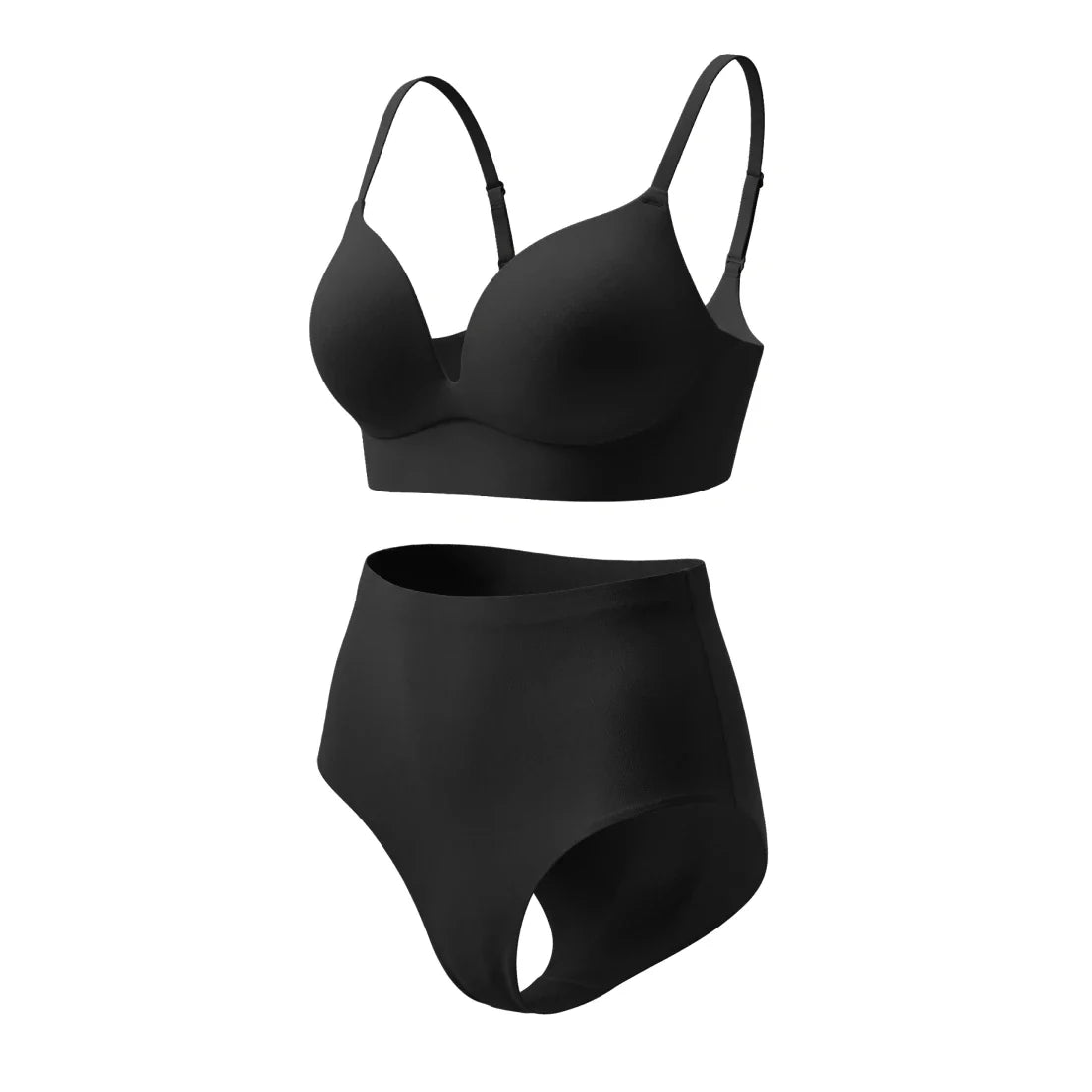 Black Boob Job Bra and High Waisted Set