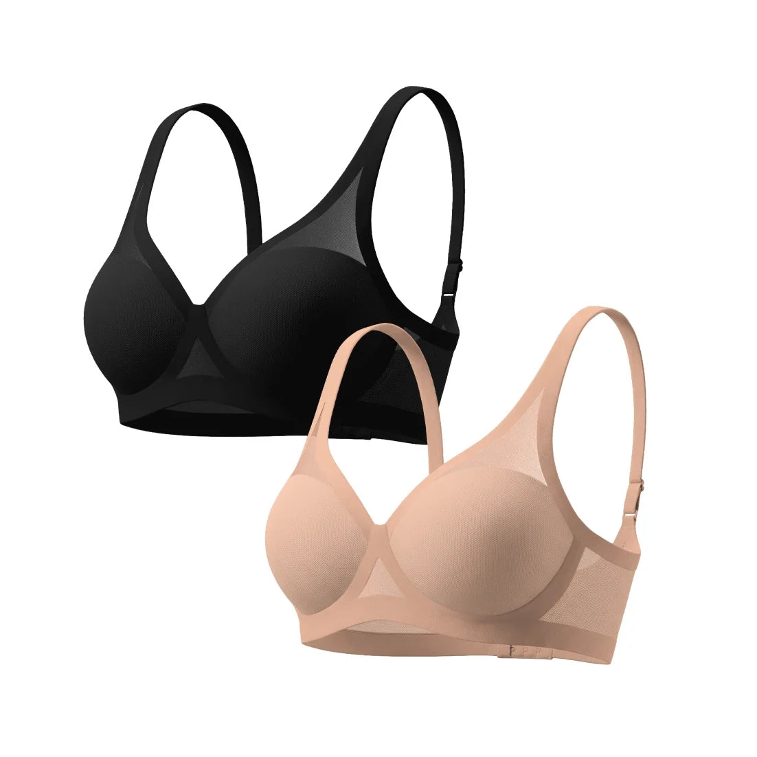 Black and Champagne Light Lift Sheer Bra Duo