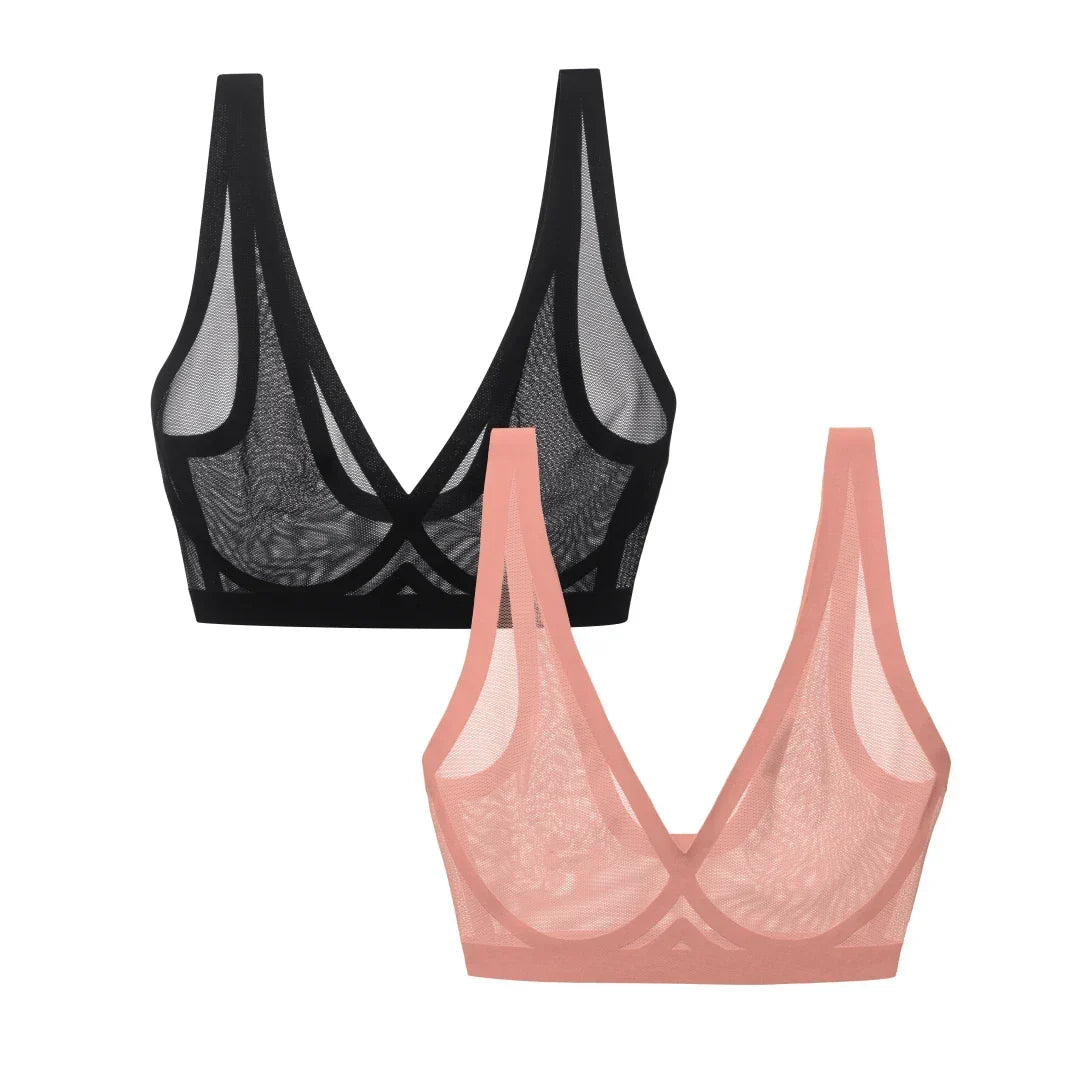 Dusty Rose and Black Sheer Bralette Bundle
