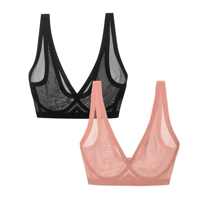 Dusty Rose and Black Sheer Bralette Bundle