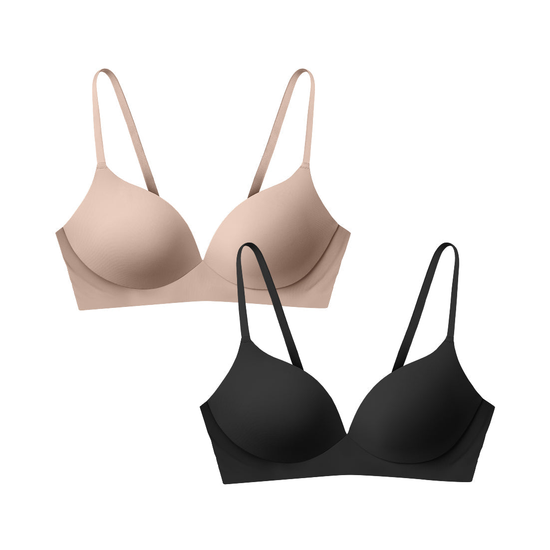 Black and Nude Pain Free T-Shirt Bra Bundle
