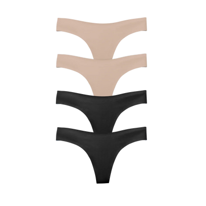 Nude and Black Thong 4-Pack