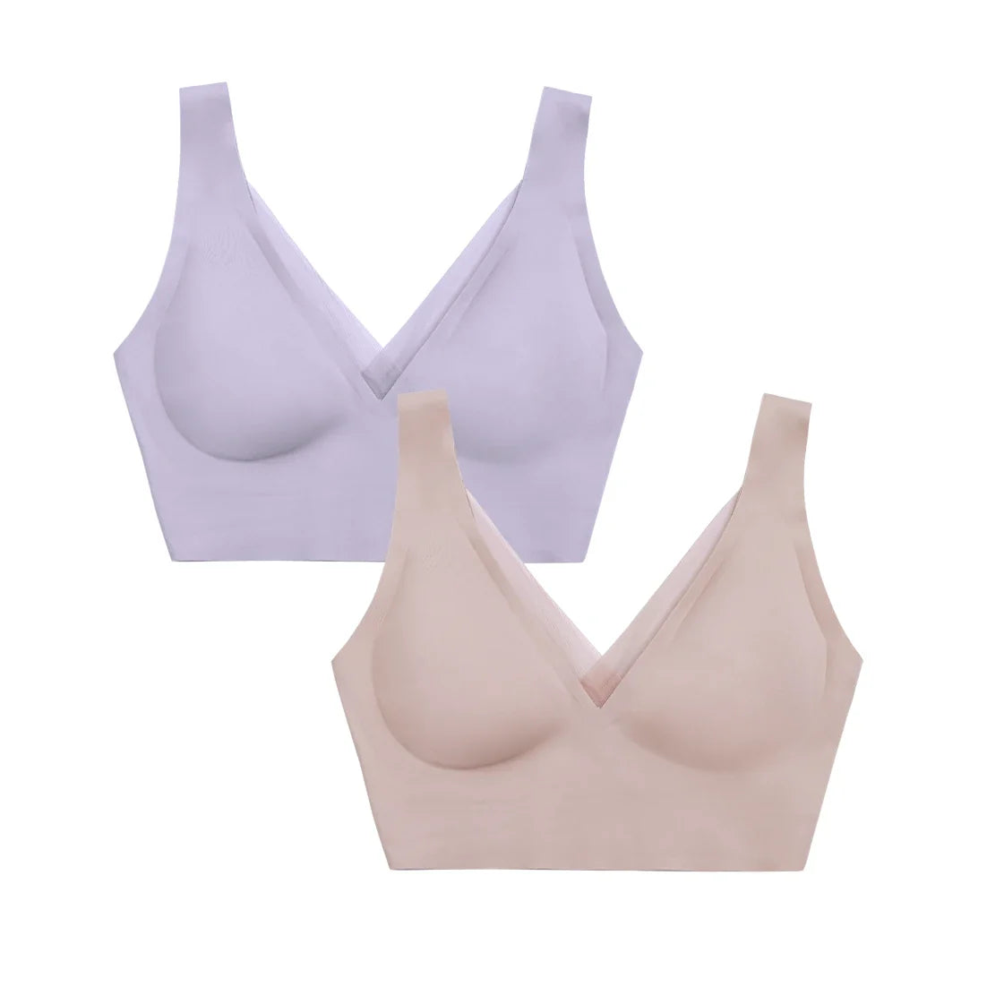 Nude and Pastel Lilac Smoothing Bra Duo