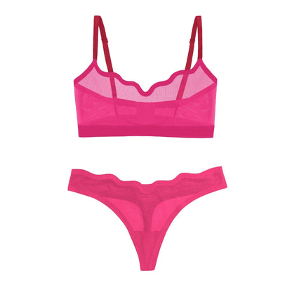 Lucy Bra Red Velvet and Sheer Thong Red Velvet