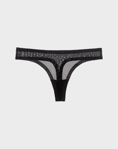 Black Mesh Thong