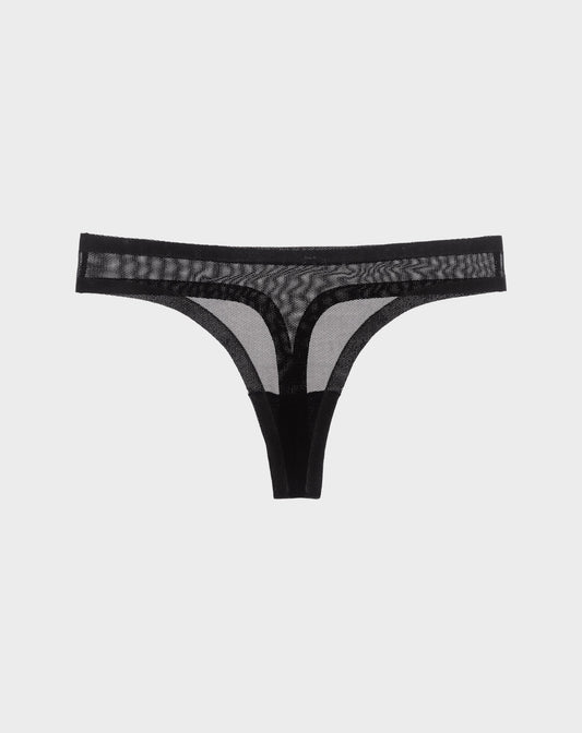 Black Mesh Thong