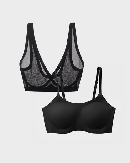 Black Sheer and Support Bra Bundle