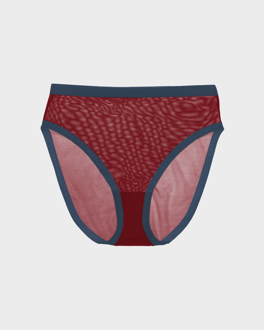 Cabernet Mesh High Cut High Waisted