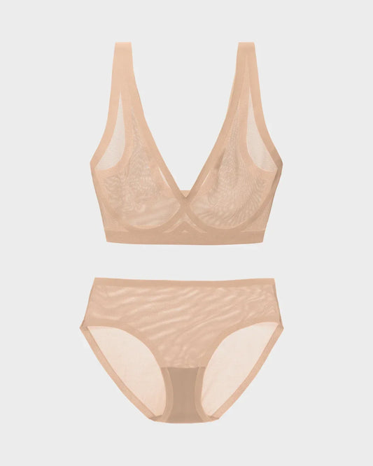 Champagne Sheer Bralette and Brief Set