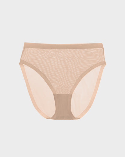 Champagne Mesh High Cut Highwaisted