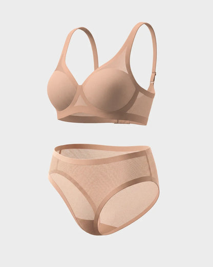 Champagne Light Lift Sheer Bra and Sheer Brief Set