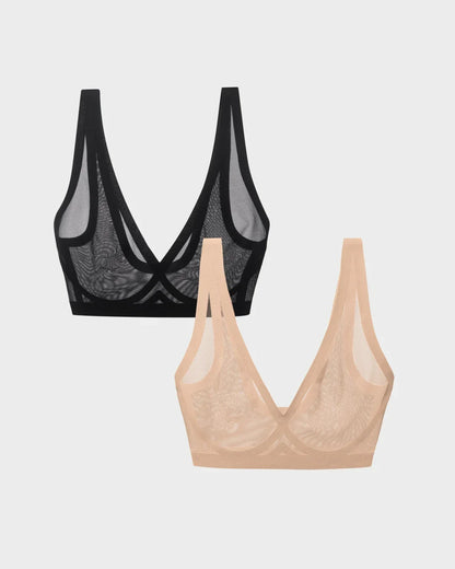 Champagne and Black Sheer Bralette Bundle