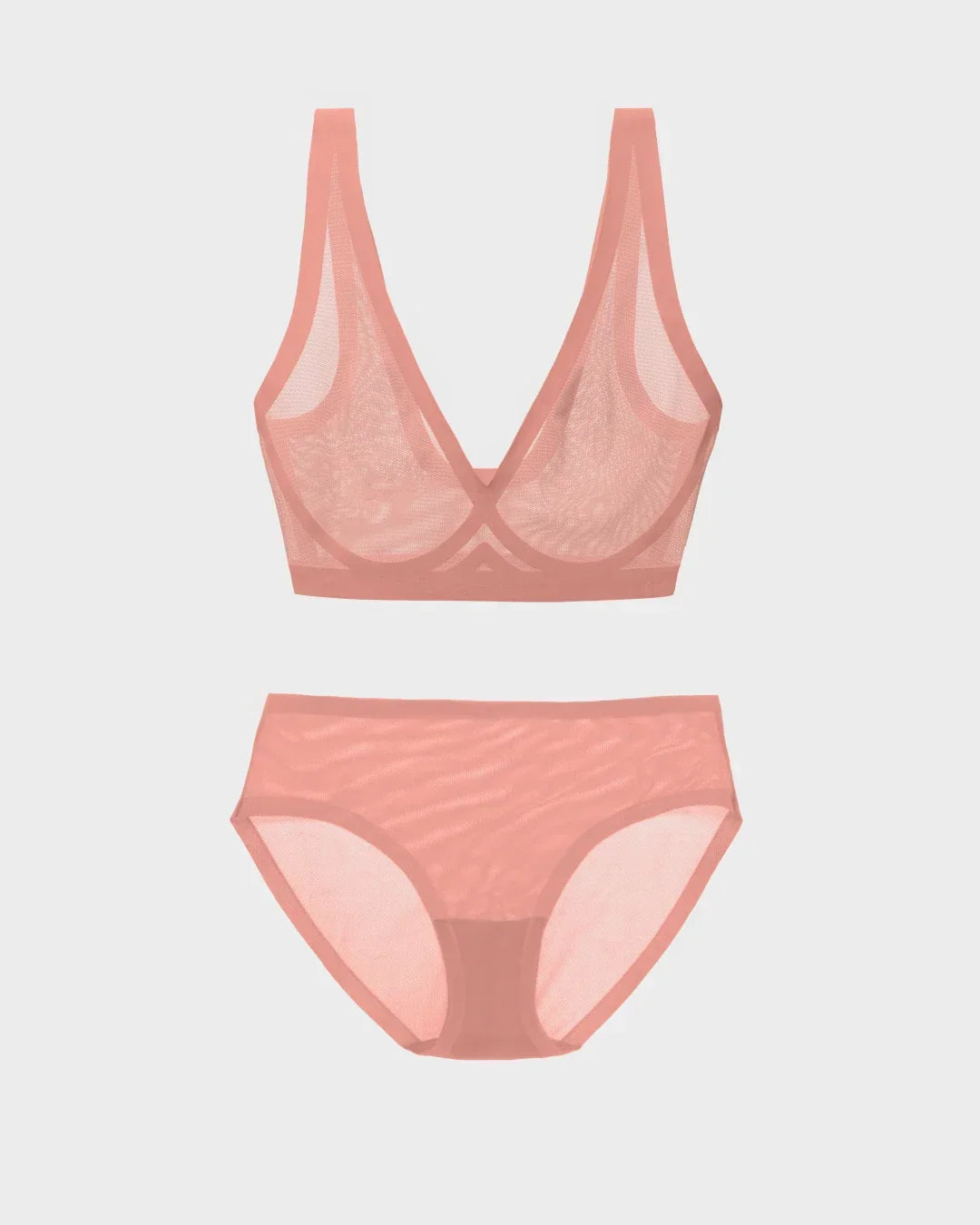 Dusty Rose Sheer Bralette and Brief Set