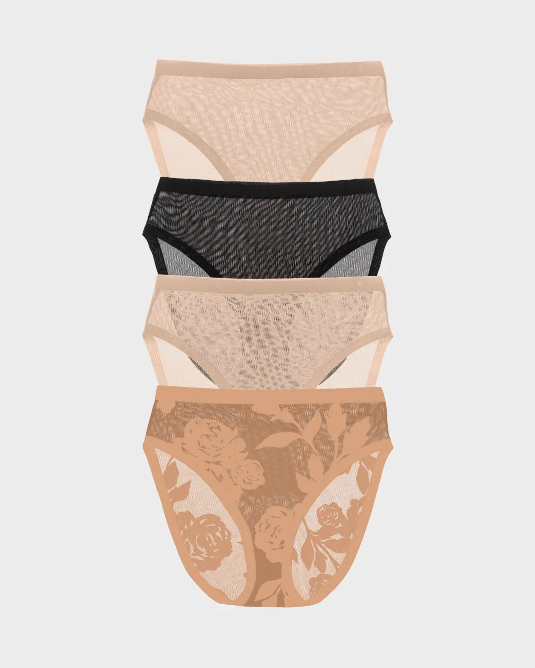 Madam Jolie, Black, Champagne Sheer High Cut Quartet