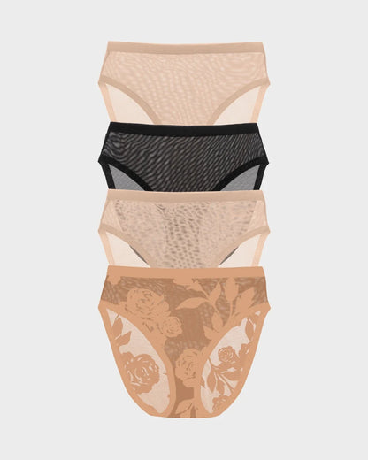 Madam Jolie, Black, Champagne Sheer High Cut Quartet
