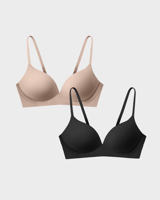 Black and Nude Pain Free T-Shirt Bra Bundle