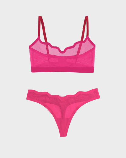 Lucy Bra Red Velvet and Sheer Thong Red Velvet