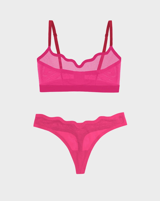 Lucy Bra Red Velvet and Sheer Thong Red Velvet